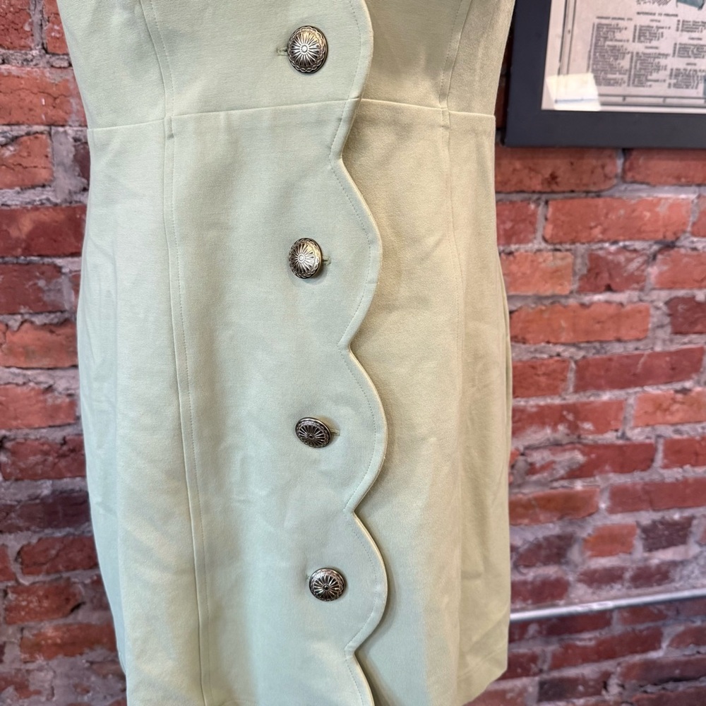 Anthropologie Maeve Scalloped Button-Front Green Dress - Picture 6 of 9